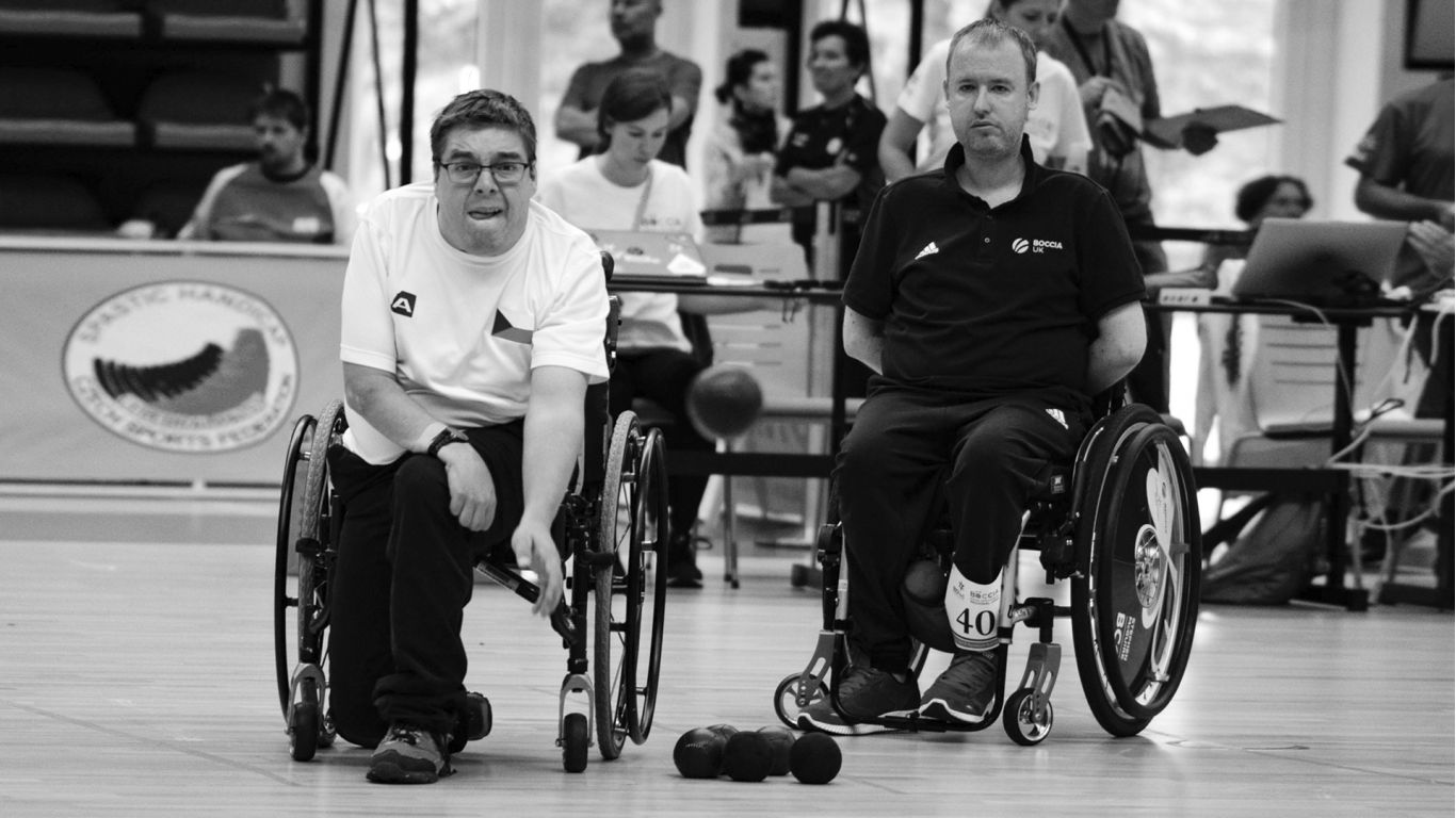 Boccista Radek Proch&aacute;zka (vlevo) na turnaji | Foto: archiv z prochazkaradek.cz